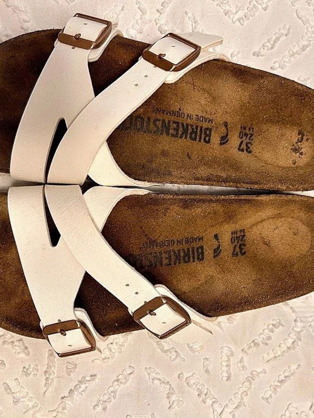 Birkenstock Yao Slide Sandals White & Brown EU 37
